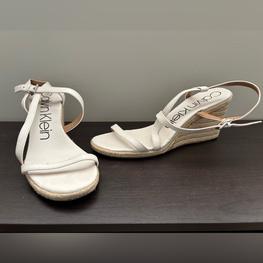 Calvin Klein white Wedge Sandals